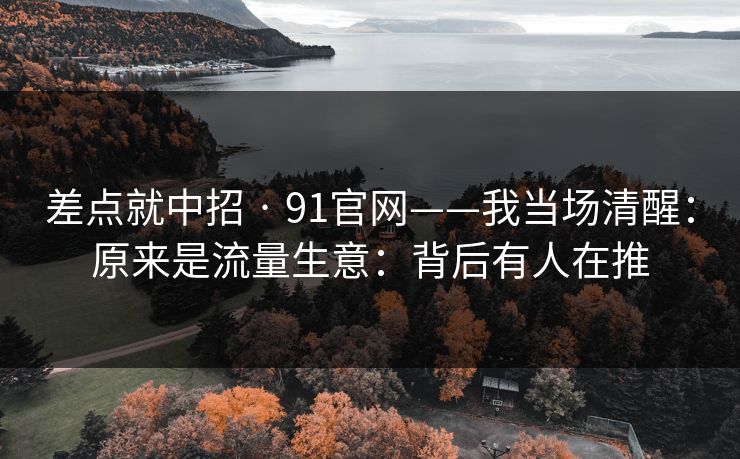 差点就中招 · 91官网——我当场清醒:原来是流量生意:背后有人在推
