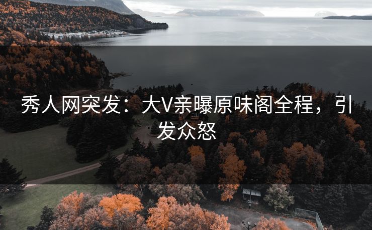 秀人网突发：大V亲曝原味阁全程，引发众怒