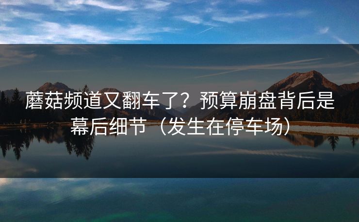 蘑菇频道又翻车了？预算崩盘背后是幕后细节（发生在停车场）